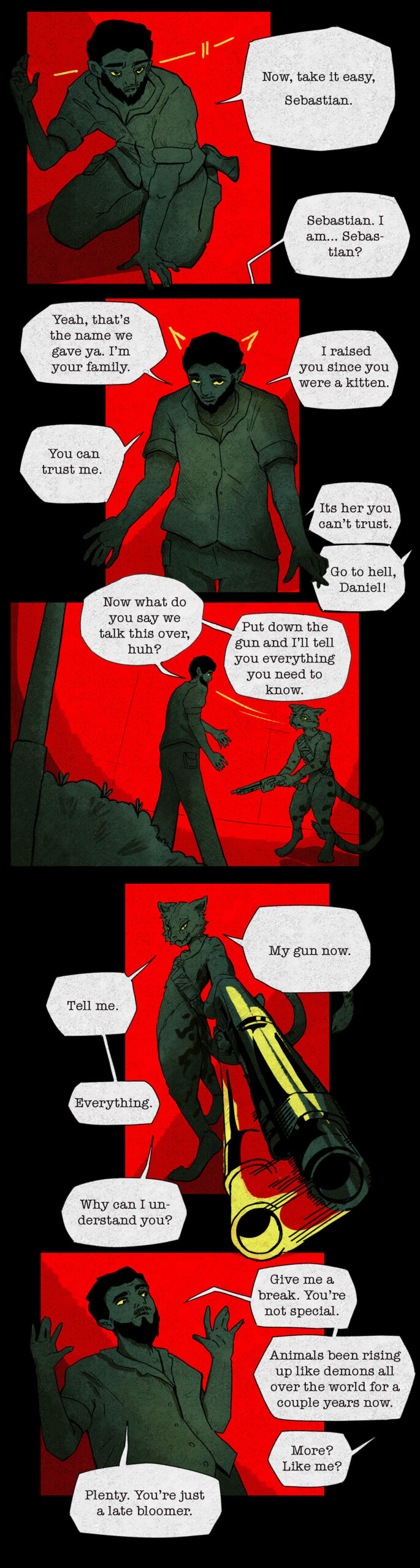 SCENE #1 DIALOGUE color red